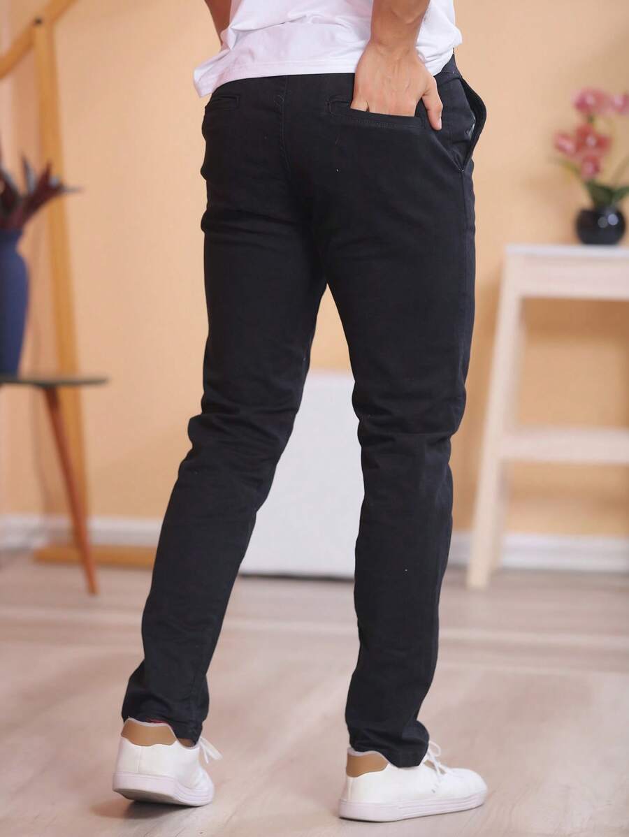 Calça Masculina em Sarja com Elastano Estilo Alfaiataria Esporte Fino Elegante com Bolsos Alta Durabilidade