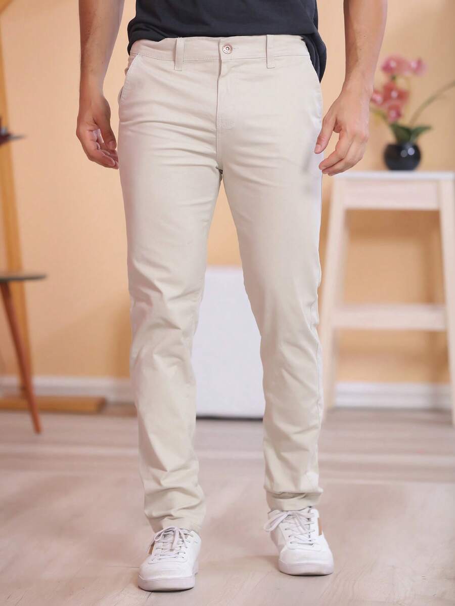 Calça Masculina em Sarja com Elastano Estilo Alfaiataria Esporte Fino Elegante com Bolsos Alta Durabilidade