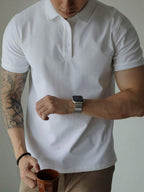 Camiseta Polo Masculina Básica Gola Clássica Manga Curta Confortável Respirável Slim Premium Algodão Confortável Casual Primavera Verão