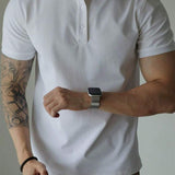 Camiseta Polo Masculina Básica Gola Clássica Manga Curta Confortável Respirável Slim Premium Algodão Confortável Casual Primavera Verão