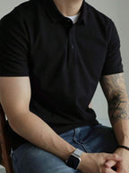 Camiseta Polo Masculina Básica Gola Clássica Manga Curta Confortável Respirável Slim Premium Algodão Confortável Casual Primavera Verão