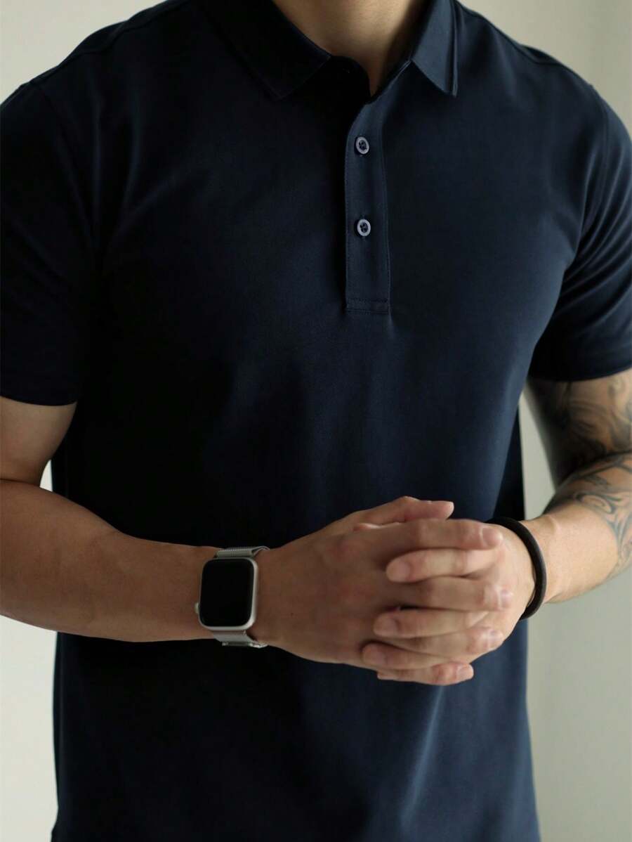 Camiseta Polo Masculina Básica Gola Clássica Manga Curta Confortável Respirável Slim Premium Algodão Confortável Casual Primavera Verão