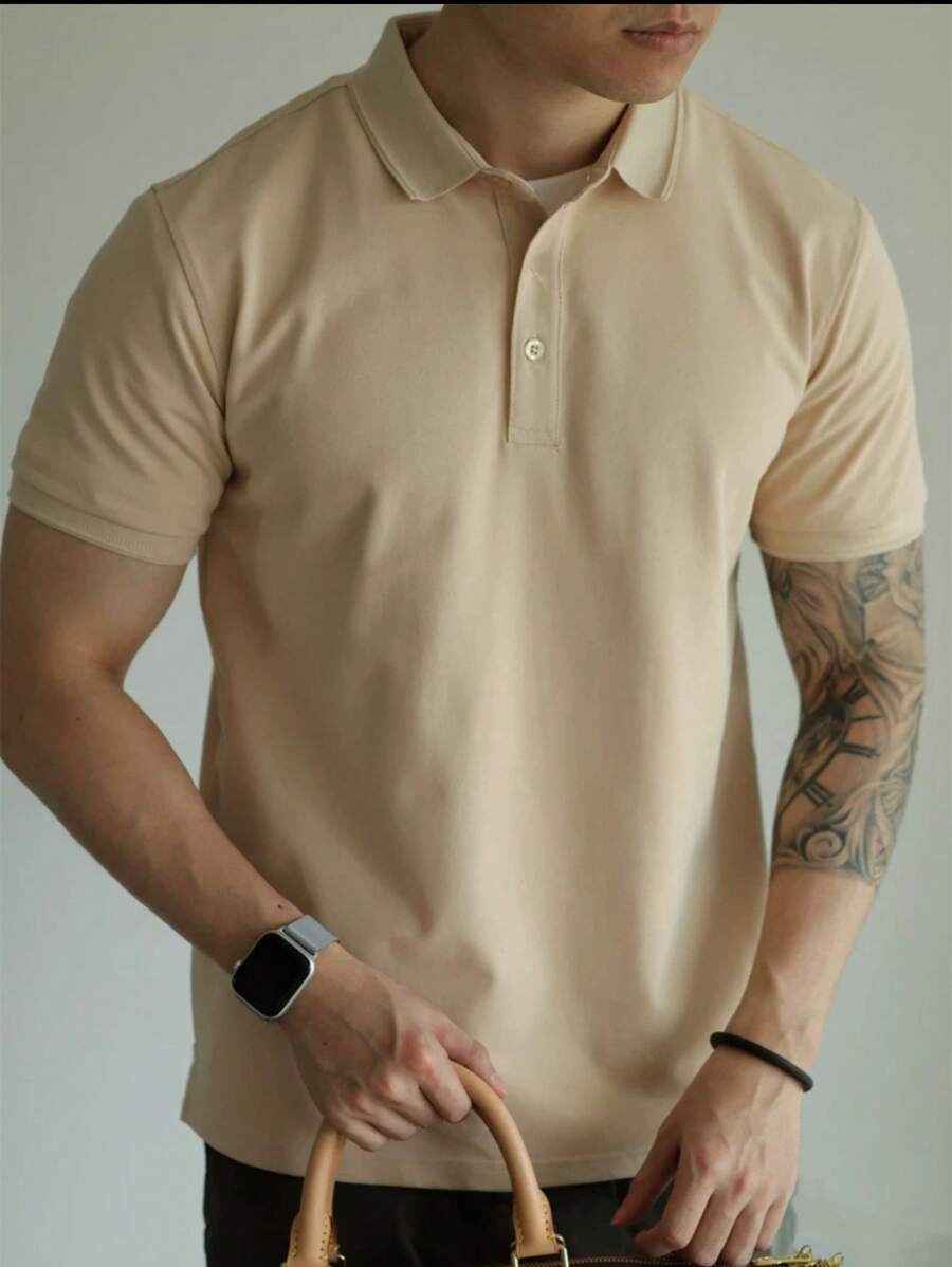Camiseta Polo Masculina Básica Gola Clássica Manga Curta Confortável Respirável Slim Premium Algodão Confortável Casual Primavera Verão