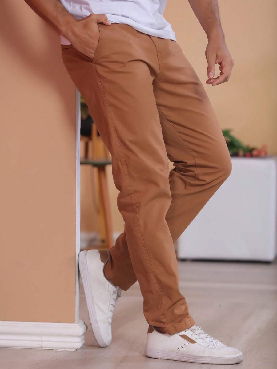 Calça Masculina em Sarja com Elastano Estilo Alfaiataria Esporte Fino Elegante com Bolsos Alta Durabilidade