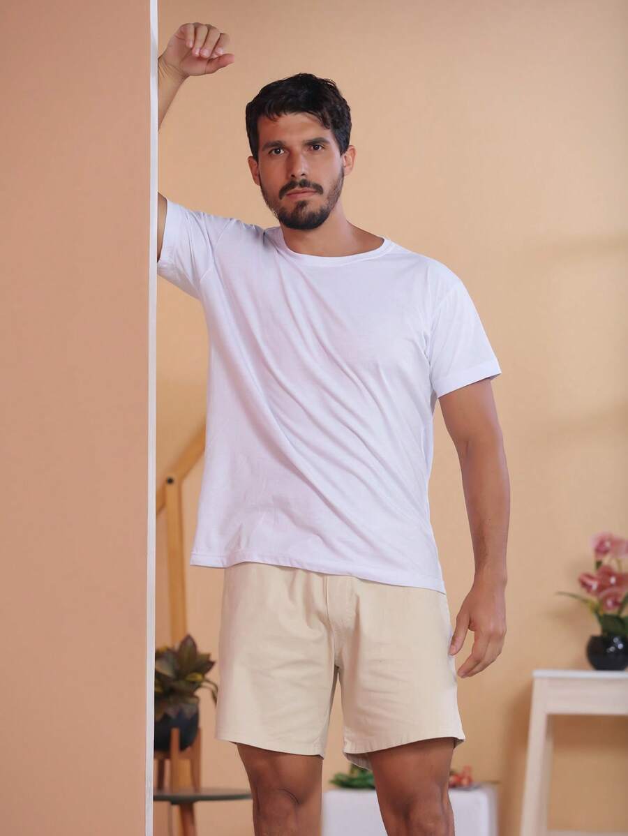 Bermuda Short Masculina Tecido sarja Brim Com elastico na cintura