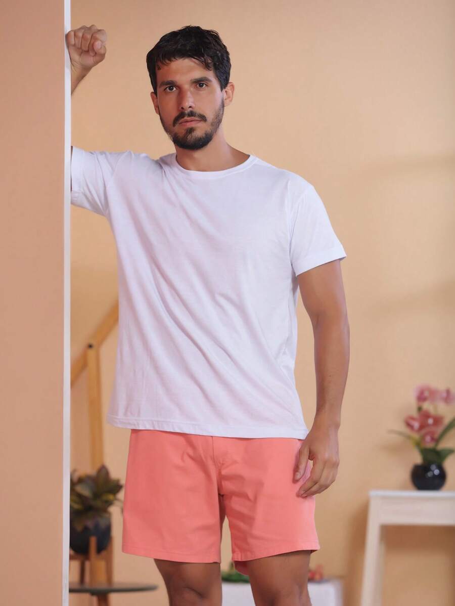 Bermuda Short Masculina Tecido sarja Brim Com elastico na cintura