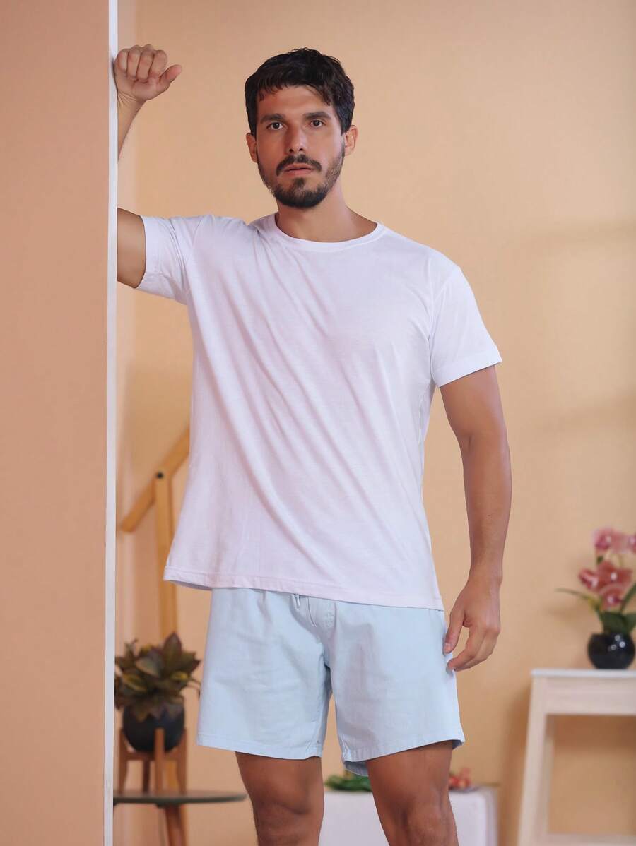 Bermuda Short Masculina Tecido sarja Brim Com elastico na cintura