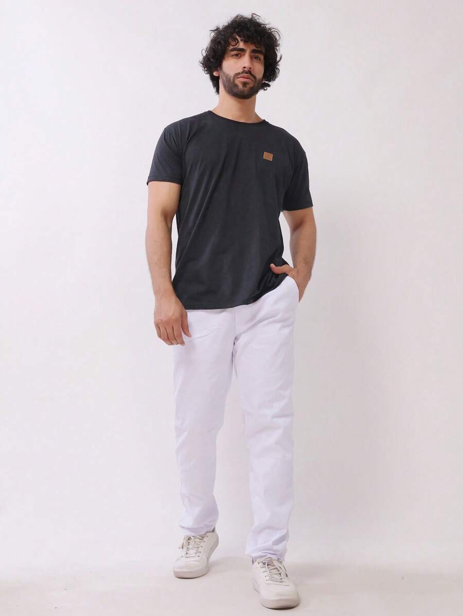 Calça Masculina em Sarja com Elastano Estilo Alfaiataria Esporte Fino Elegante com Bolsos Alta Durabilidade