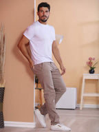 Calça Masculina em Sarja com Elastano Estilo Alfaiataria Esporte Fino Elegante com Bolsos Alta Durabilidade