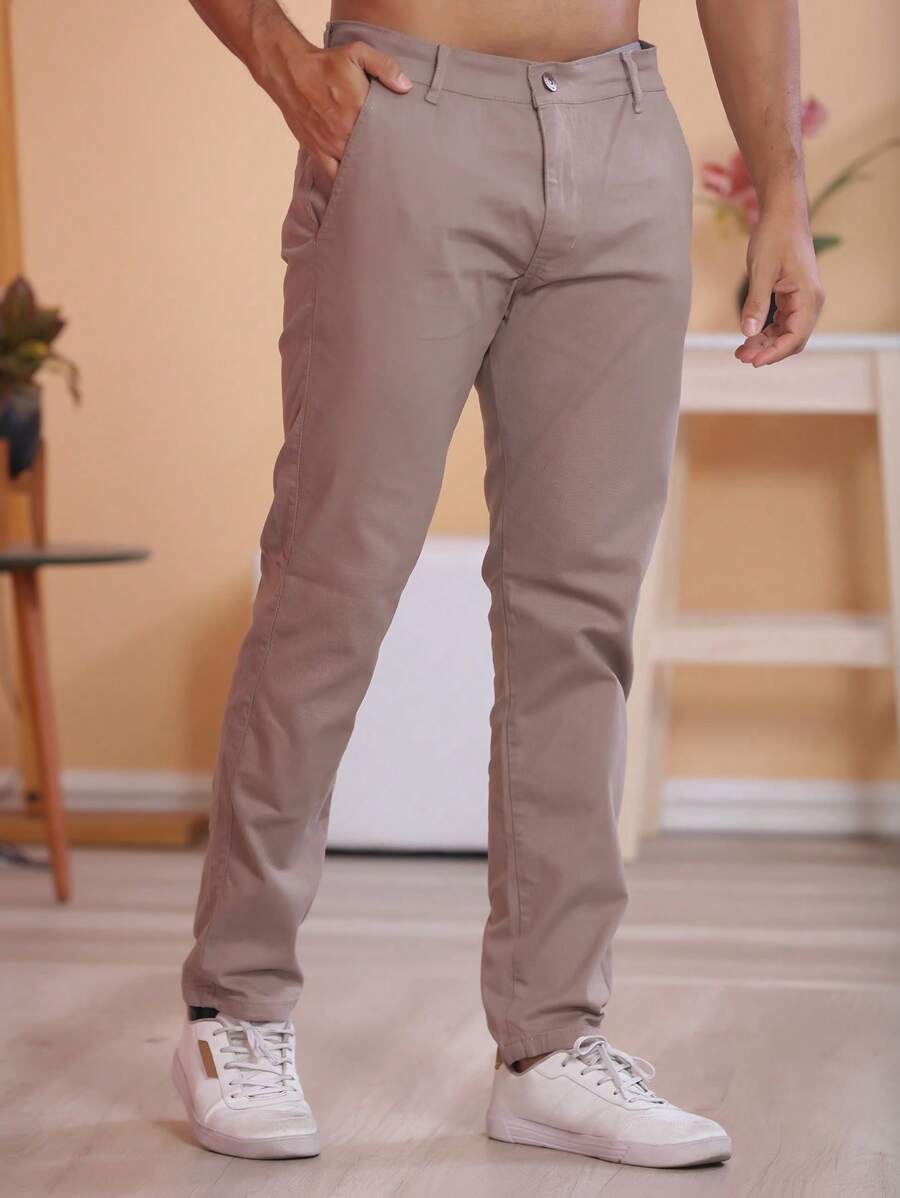 Calça Masculina em Sarja com Elastano Estilo Alfaiataria Esporte Fino Elegante com Bolsos Alta Durabilidade