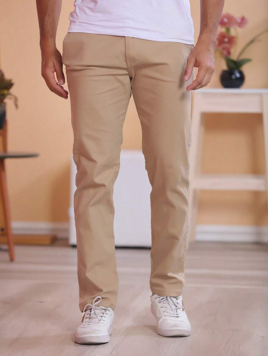 Calça Masculina em Sarja com Elastano Estilo Alfaiataria Esporte Fino Elegante com Bolsos Alta Durabilidade