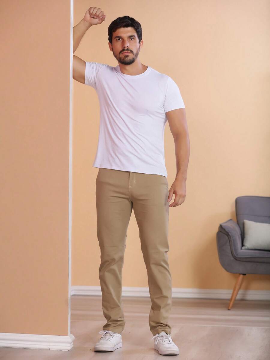 Calças colorido Masculina Alfaiataria Esporte Fino Bolso Faca Bolso Embutido