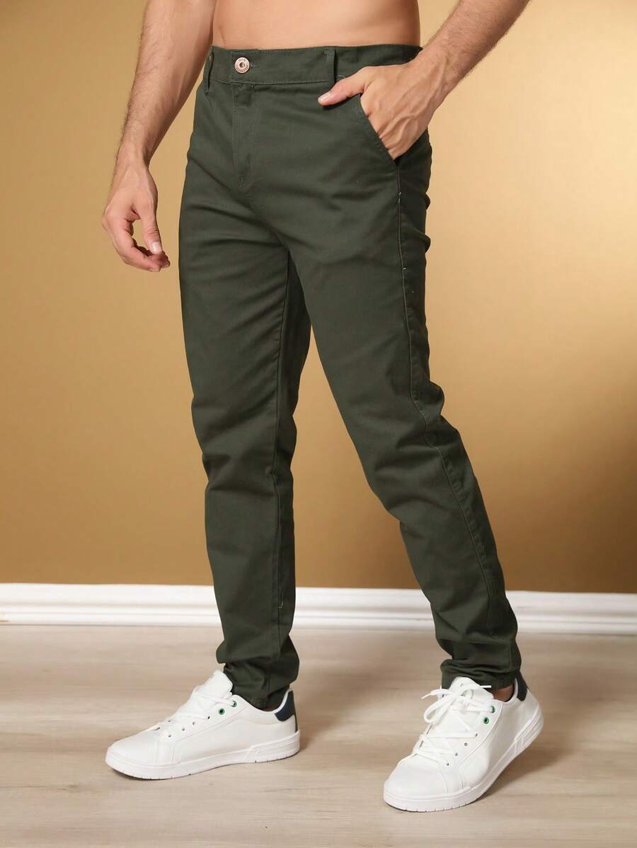 Calça Masculina em Sarja com Elastano Estilo Alfaiataria Esporte Fino Elegante com Bolsos Alta Durabilidade