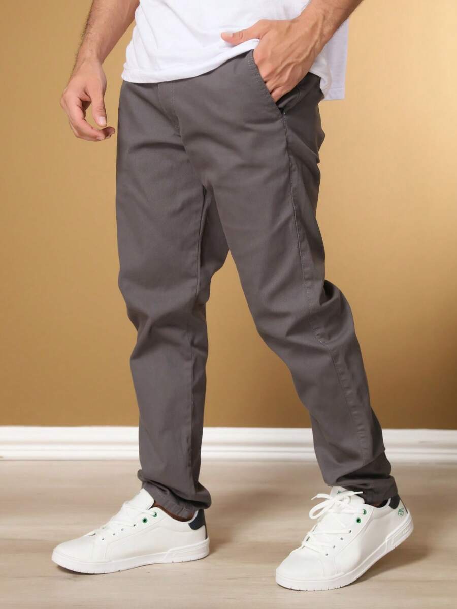 Calça Masculina em Sarja com Elastano Estilo Alfaiataria Esporte Fino Elegante com Bolsos Alta Durabilidade