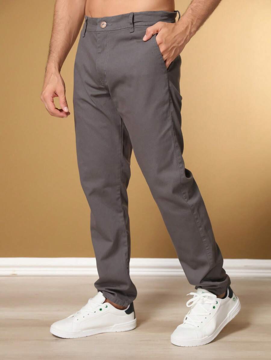 Calça Masculina em Sarja com Elastano Estilo Alfaiataria Esporte Fino Elegante com Bolsos Alta Durabilidade