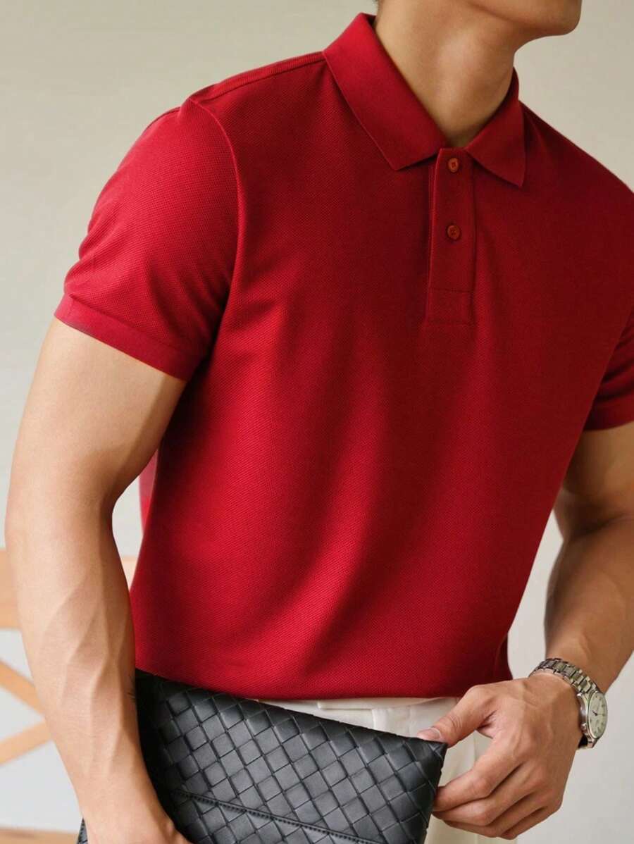 Camiseta Polo Masculina Básica Gola Clássica Manga Curta Confortável Respirável Slim Premium Algodão Confortável Casual Primavera Verão