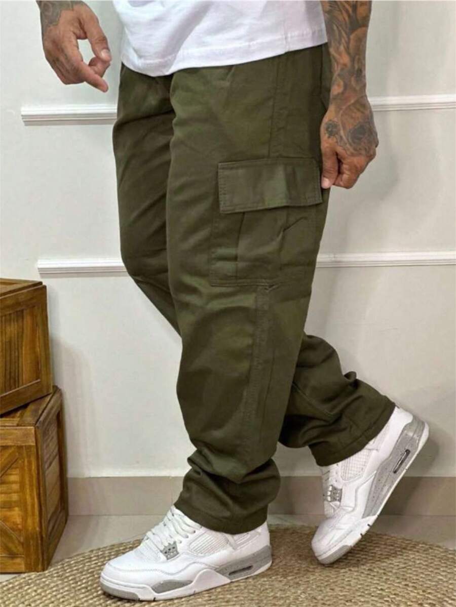 CALÇA CARGO JOGGER SARJA LARGA MASCULINA SKATE, CASUAL, 5 BOLSOS FECHAMENTO CORDÃO MODA UNISSEX