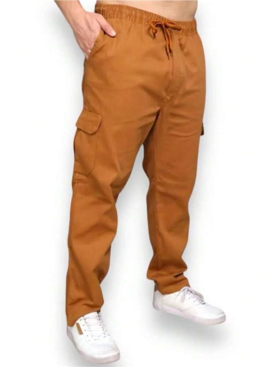 CALÇA CARGO JOGGER SARJA LARGA MASCULINA SKATE, CASUAL, 5 BOLSOS FECHAMENTO CORDÃO MODA UNISSEX