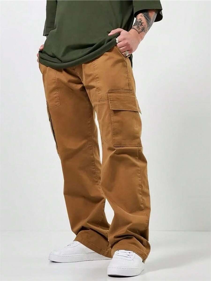 CALÇA CARGO JOGGER SARJA LARGA MASCULINA SKATE, CASUAL, 5 BOLSOS FECHAMENTO CORDÃO MODA UNISSEX