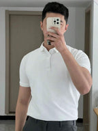 Camiseta polo Básica com Gola Clássica e Manga Curta Confortável Respirável Slim Premium Algodão Casual Primavera Verão Masculina