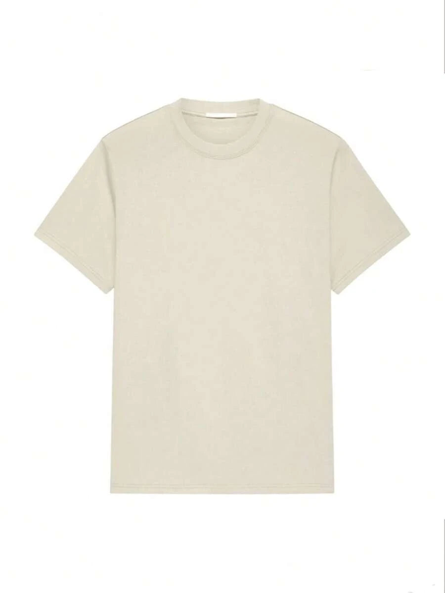 Camiseta de verão Masculina Básica de Algodão com Gola Redonda – Cores Sólidas Confortável e Respirável