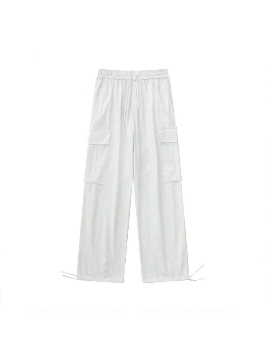 CALÇA CARGO JOGGER SARJA LARGA MASCULINA SKATE, CASUAL, 5 BOLSOS FECHAMENTO CORDÃO MODA UNISSEX