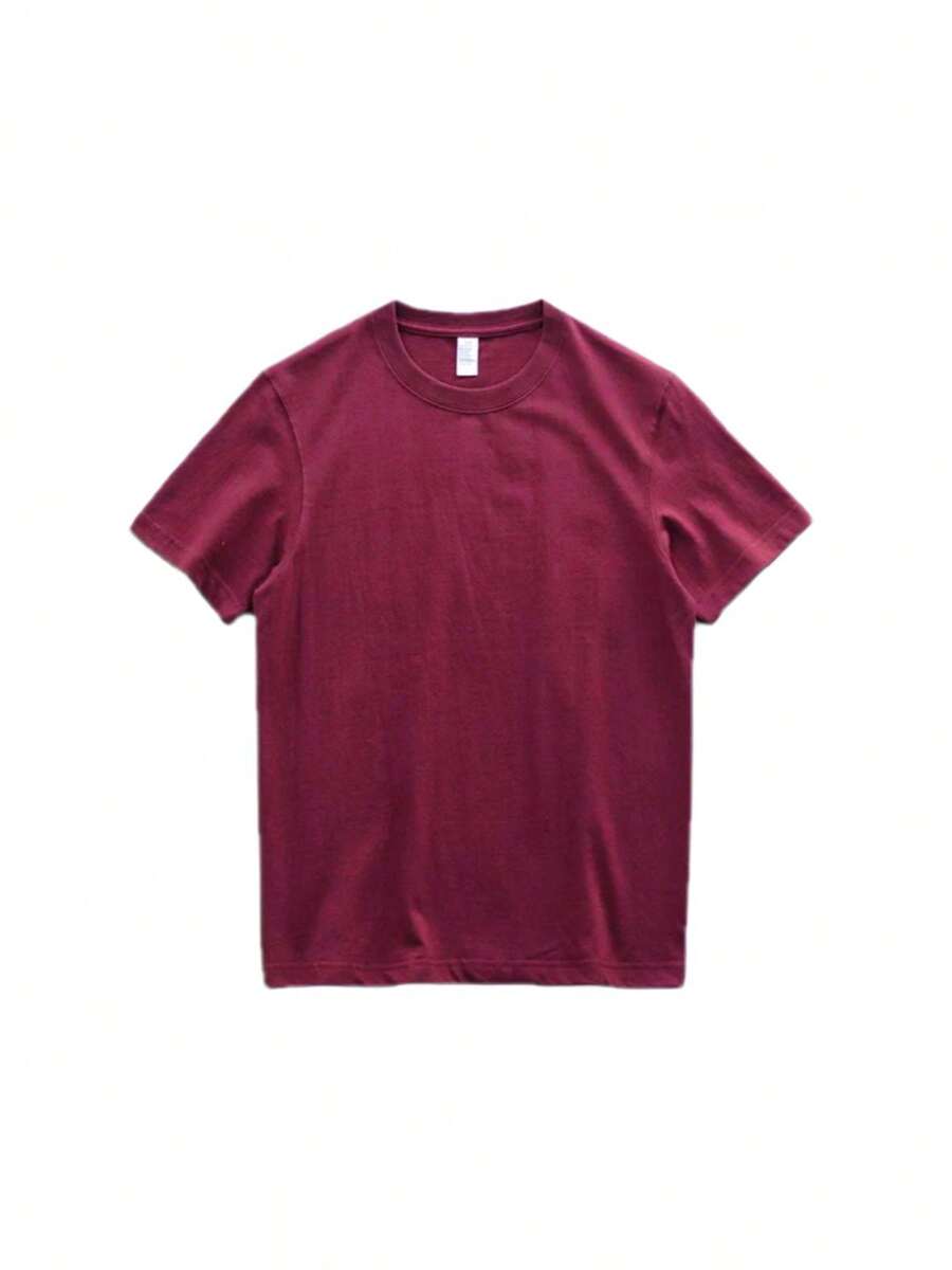 Camiseta de verão Masculina Básica de Algodão com Gola Redonda – Cores Sólidas Confortável e Respirável