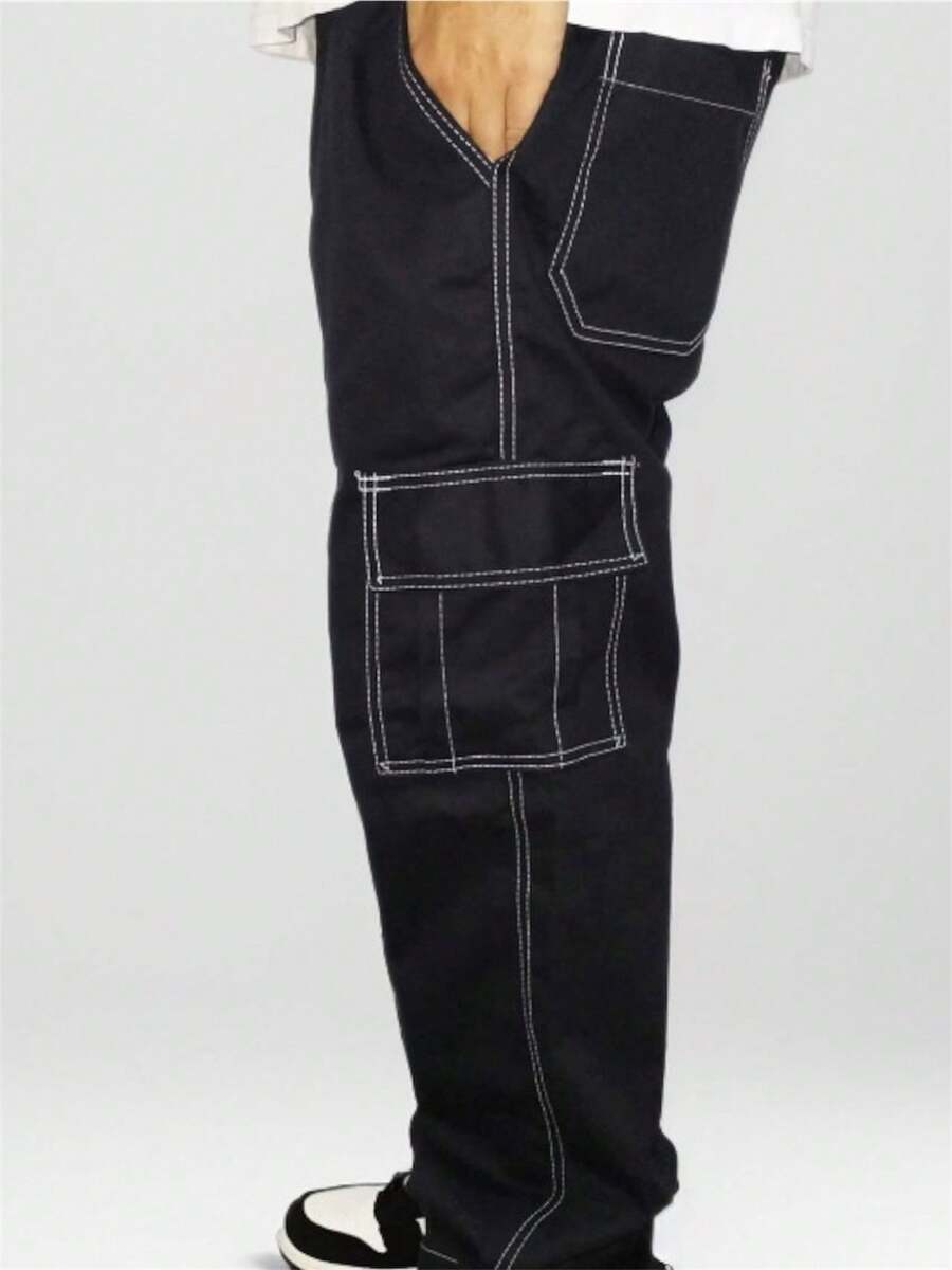 CALÇA CARGO JOGGER SARJA LARGA MASCULINA SKATE, CASUAL, 5 BOLSOS FECHAMENTO CORDÃO MODA UNISSEX