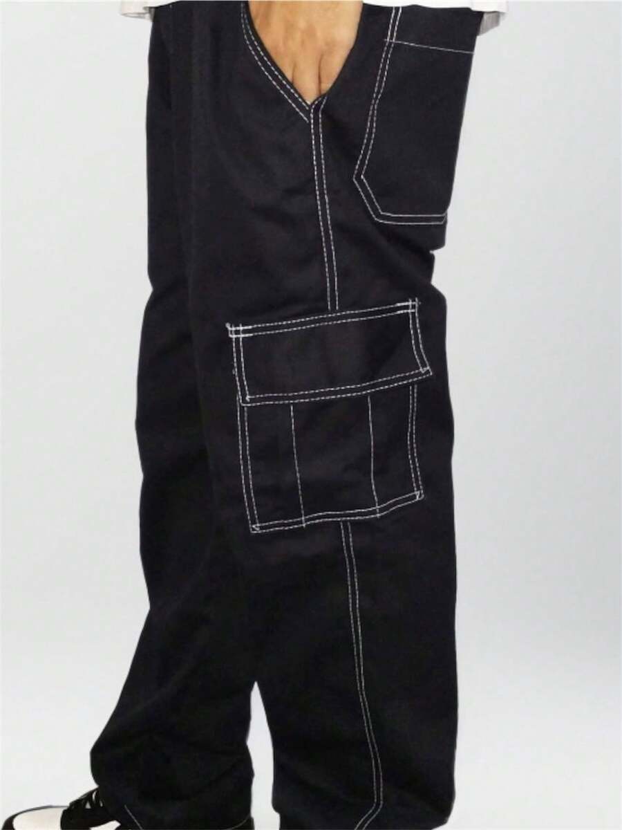 CALÇA CARGO JOGGER SARJA LARGA MASCULINA SKATE, CASUAL, 5 BOLSOS FECHAMENTO CORDÃO MODA UNISSEX