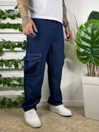 CALÇA CARGO JOGGER SARJA LARGA MASCULINA SKATE, CASUAL, 5 BOLSOS FECHAMENTO CORDÃO MODA UNISSEX