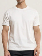 Camiseta de verão Masculina Básica de Algodão com Gola Redonda – Cores Sólidas Confortável e Respirável