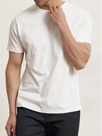 Camiseta de verão Masculina Básica de Algodão com Gola Redonda – Cores Sólidas Confortável e Respirável