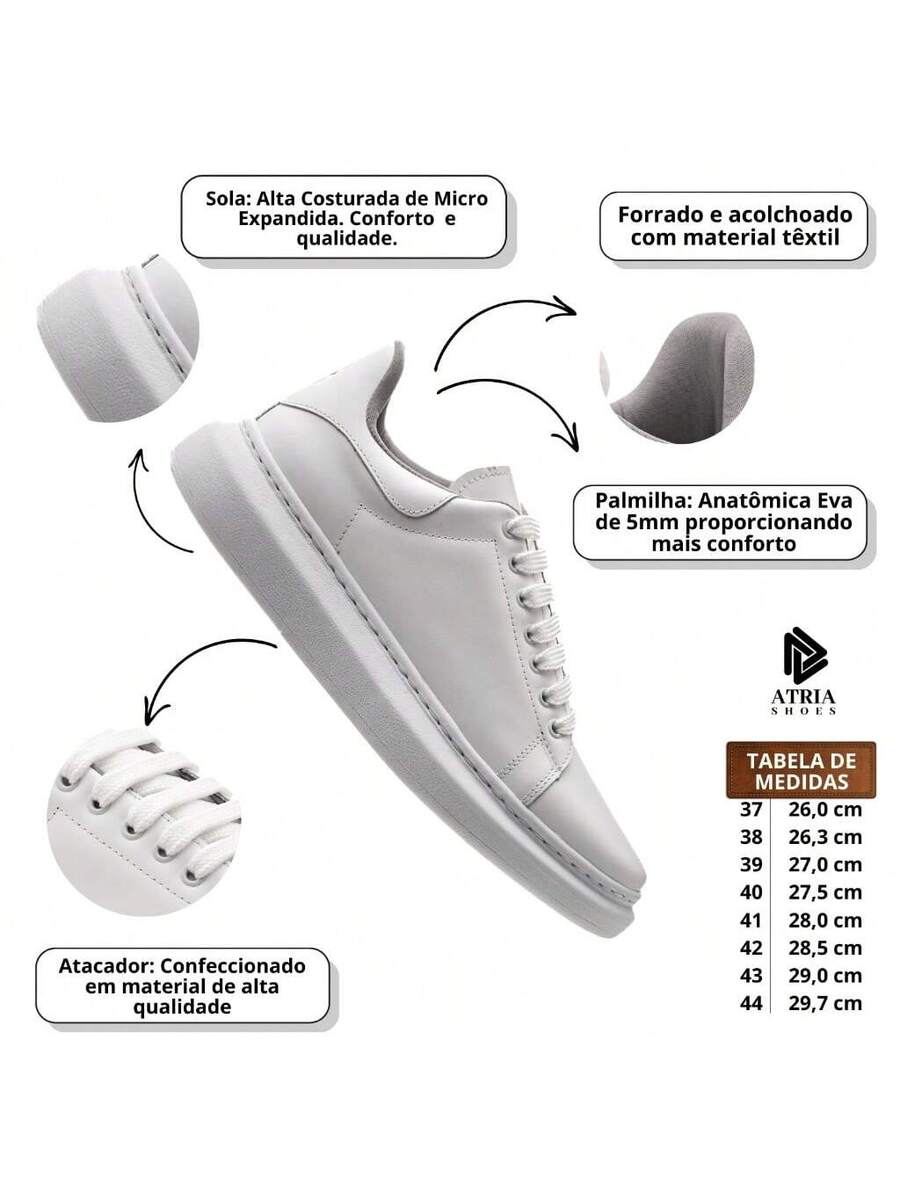 Tênis Casual Masculino Sneaker Sola Alta Macio Confortável Estilo Griffesnet Sola Oversize