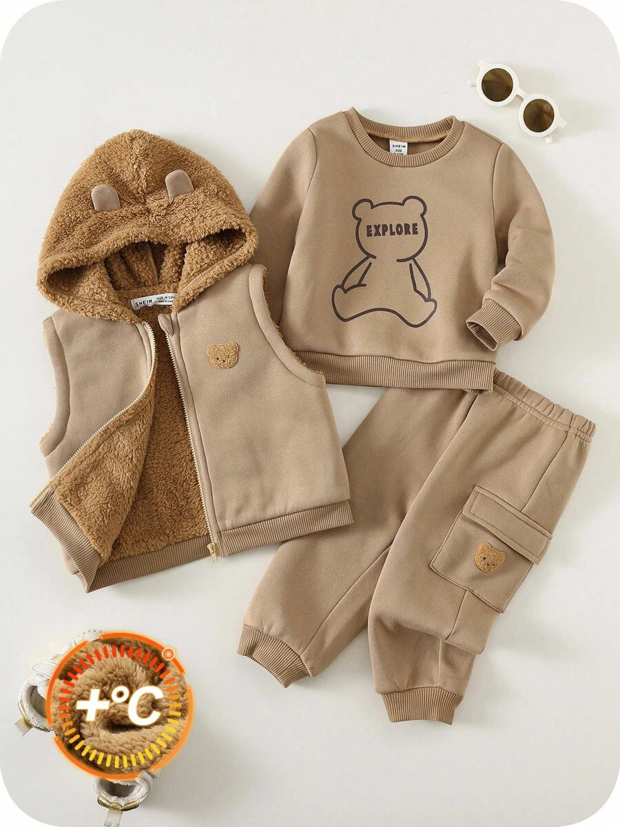 3 Peças Conjunto de Roupas de Inverno/Outono para Bebê unissex