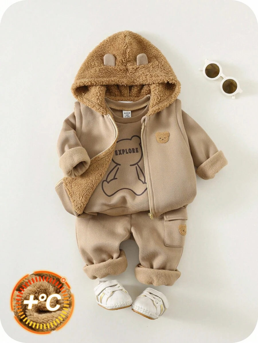 3 Peças Conjunto de Roupas de Inverno/Outono para Bebê unissex