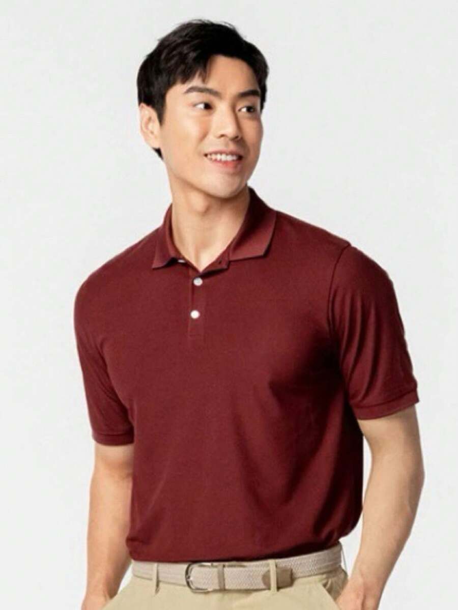 Camiseta polo Básica com Gola Clássica e Manga Curta Confortável Respirável Slim Premium Algodão Casual Primavera Verão Masculina