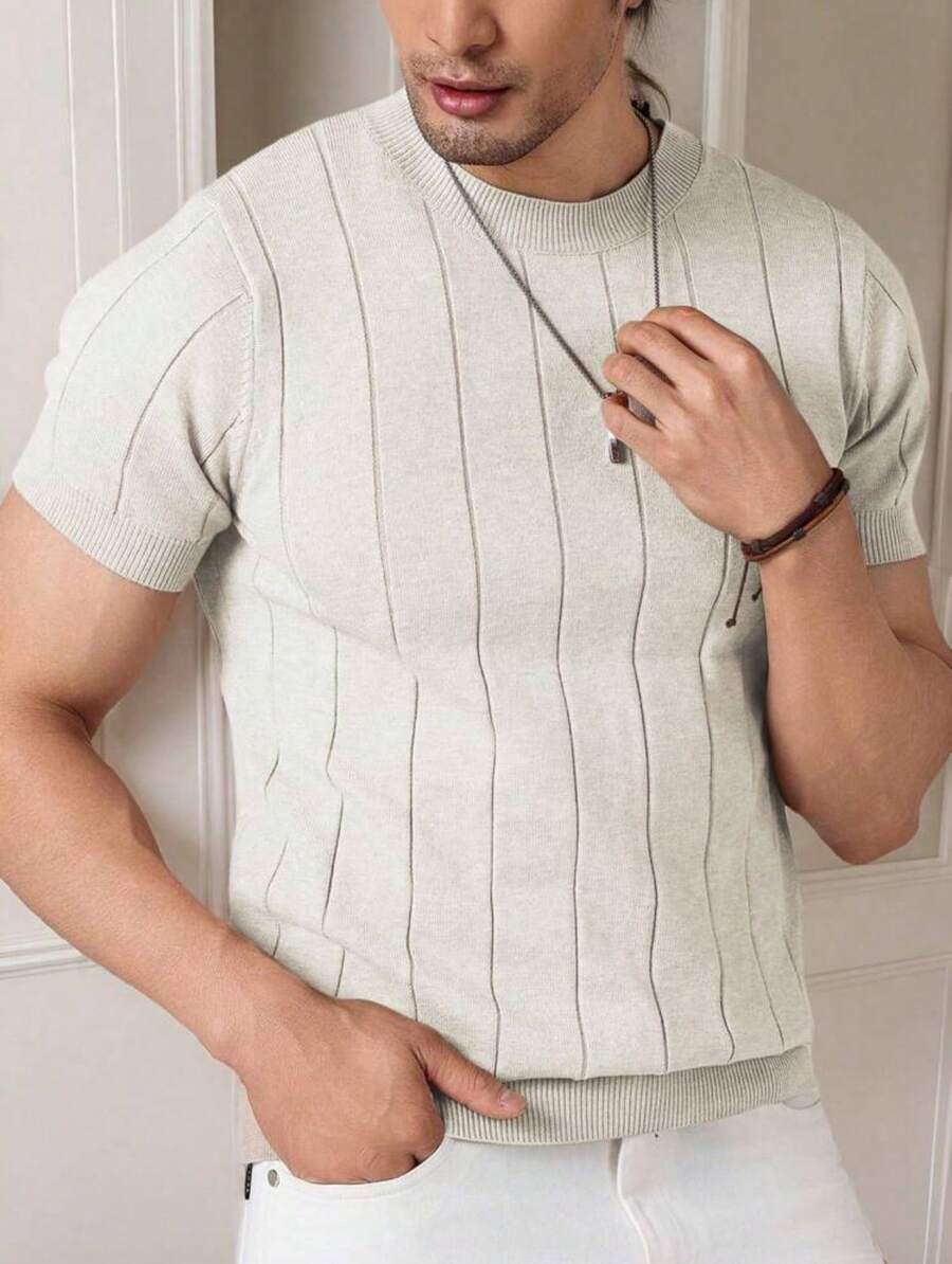 Camiseta Básica Masculina Malha – Gola Careca Redonda Manga Curta Casual de Verão Premium