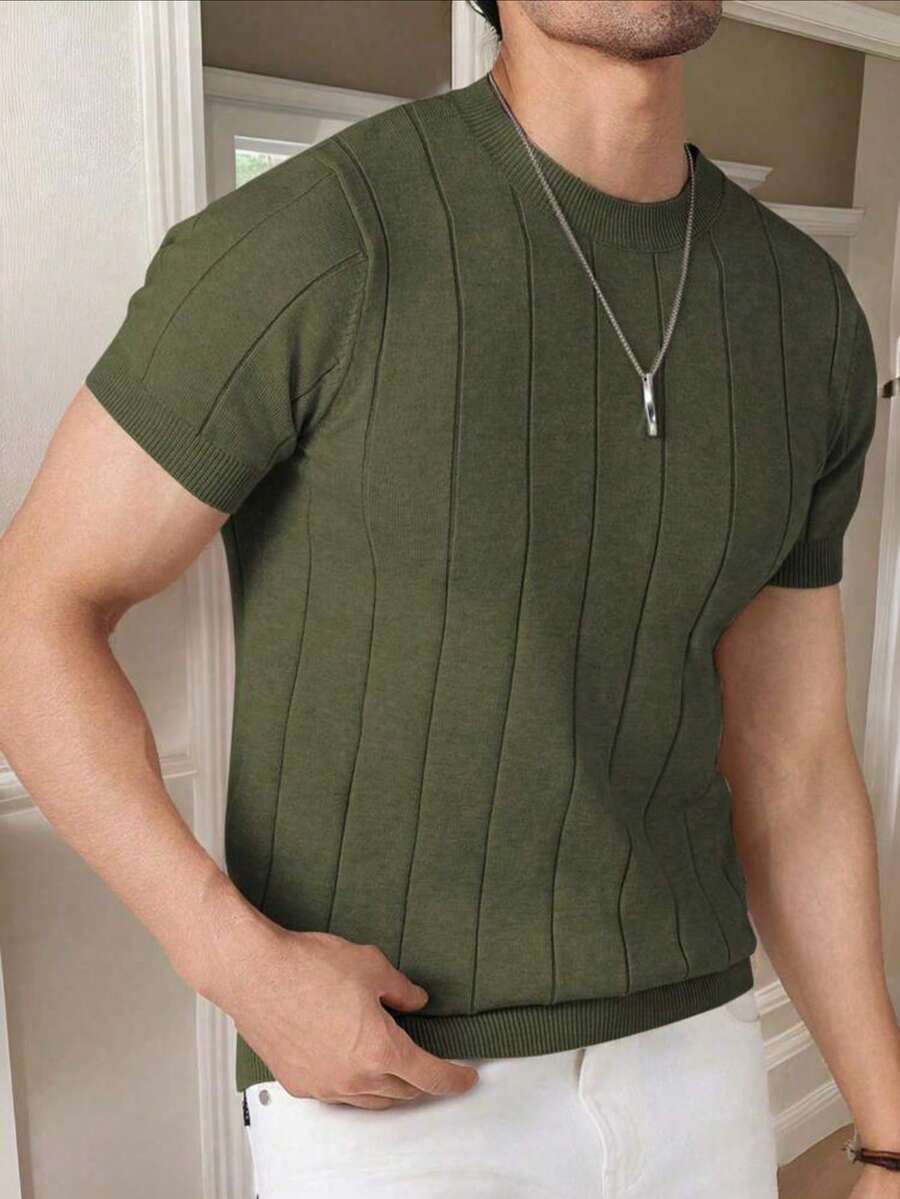 Camiseta Básica Masculina Malha – Gola Careca Redonda Manga Curta Casual de Verão Premium