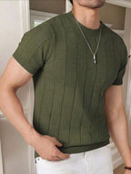 Camiseta Básica Masculina Malha – Gola Careca Redonda Manga Curta Casual de Verão Premium