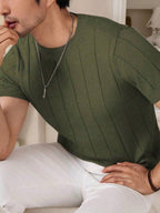 Camiseta Básica Masculina Malha – Gola Careca Redonda Manga Curta Casual de Verão Premium