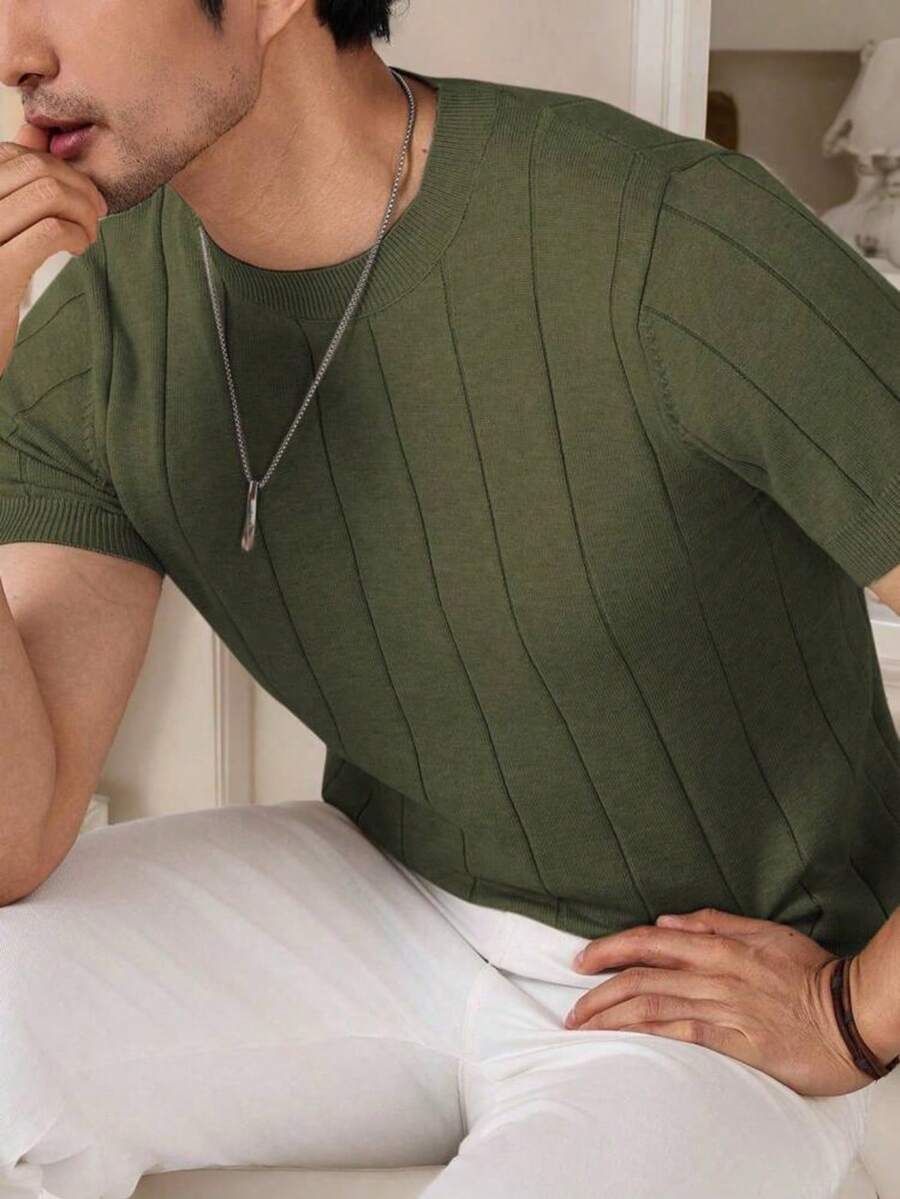 Camiseta Básica Masculina Malha – Gola Careca Redonda Manga Curta Casual de Verão Premium