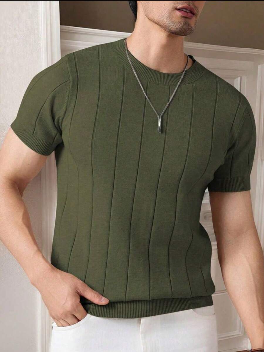 Camiseta Básica Masculina Malha – Gola Careca Redonda Manga Curta Casual de Verão Premium