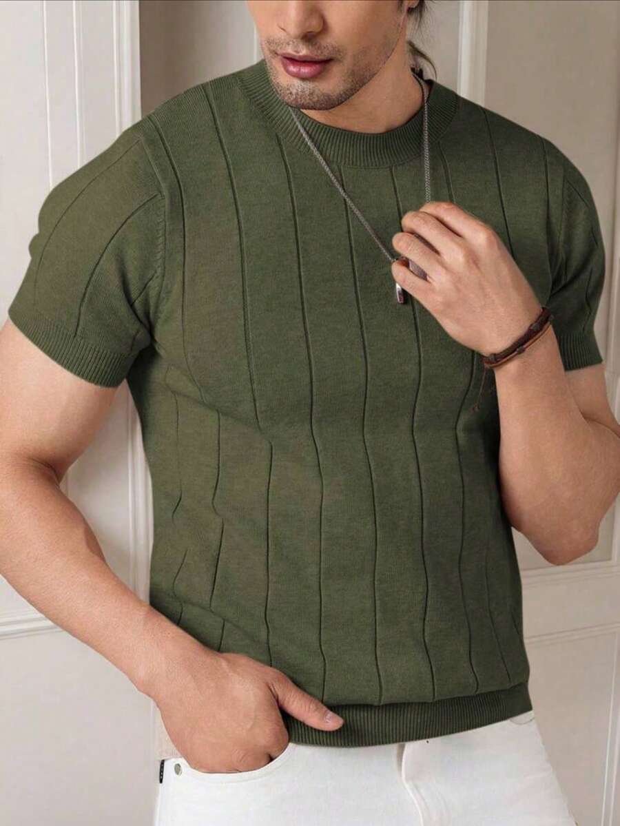 Camiseta Básica Masculina Malha – Gola Careca Redonda Manga Curta Casual de Verão Premium