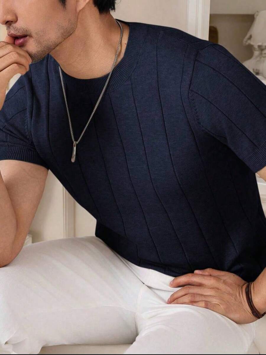 Camiseta Básica Masculina Malha – Gola Careca Redonda Manga Curta Casual de Verão Premium