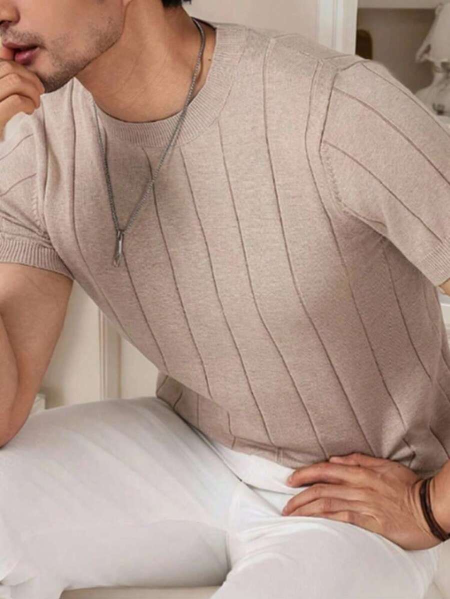 Camiseta Básica Masculina Malha – Gola Careca Redonda Manga Curta Casual de Verão Premium