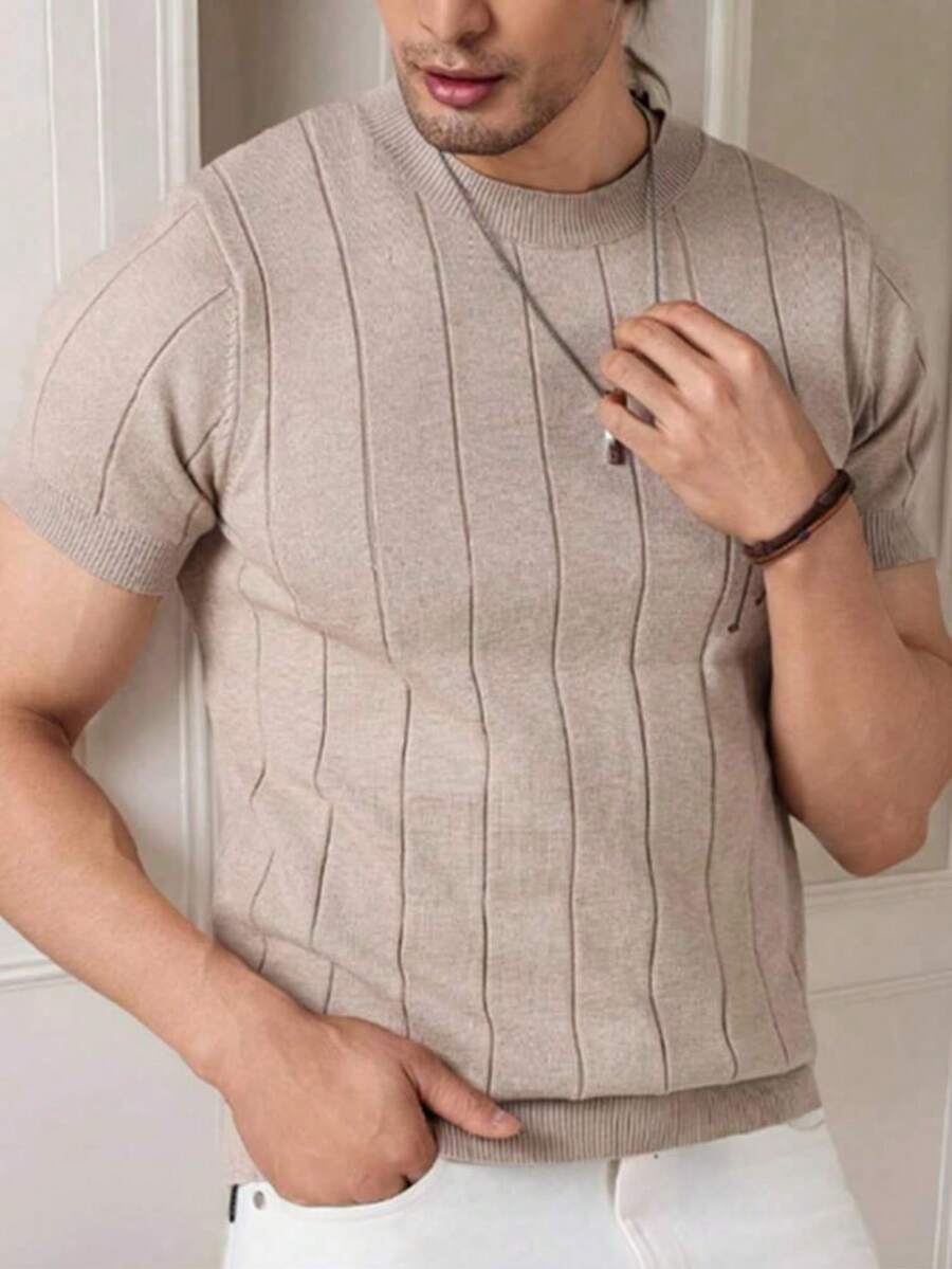 Camiseta Básica Masculina Malha – Gola Careca Redonda Manga Curta Casual de Verão Premium