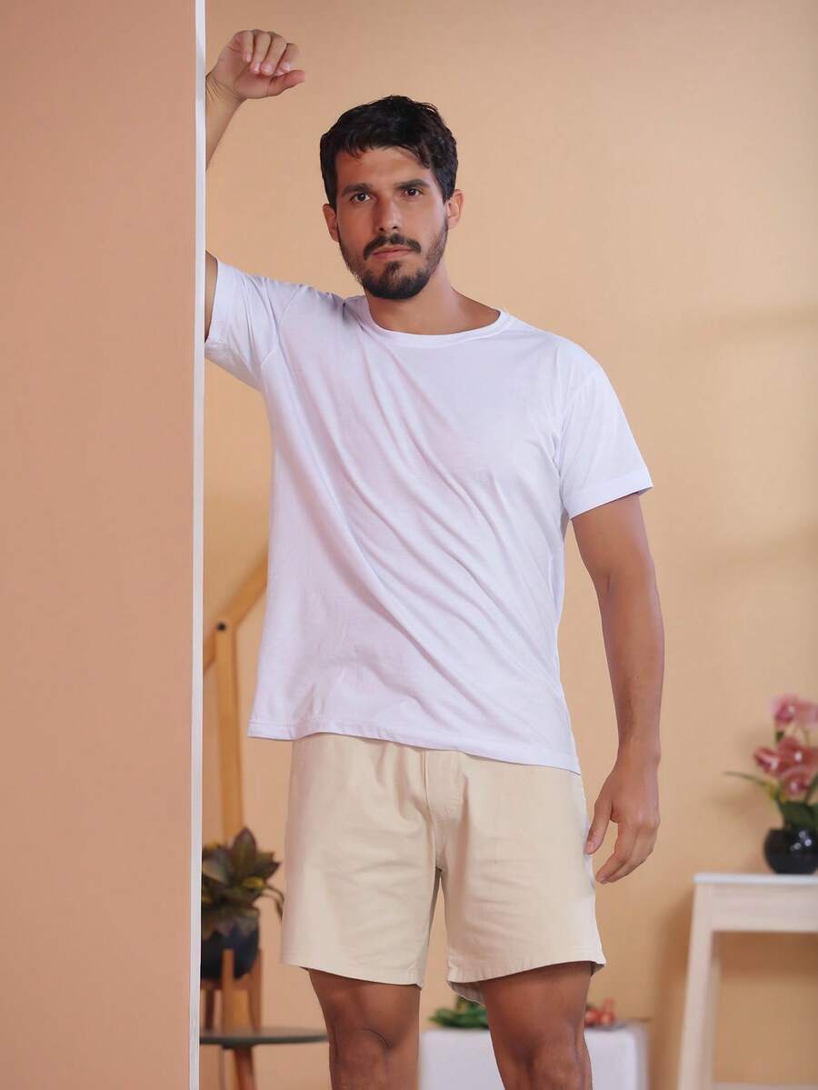 Bermuda Short Masculina Tecido sarja Brim Com elastico na cintura