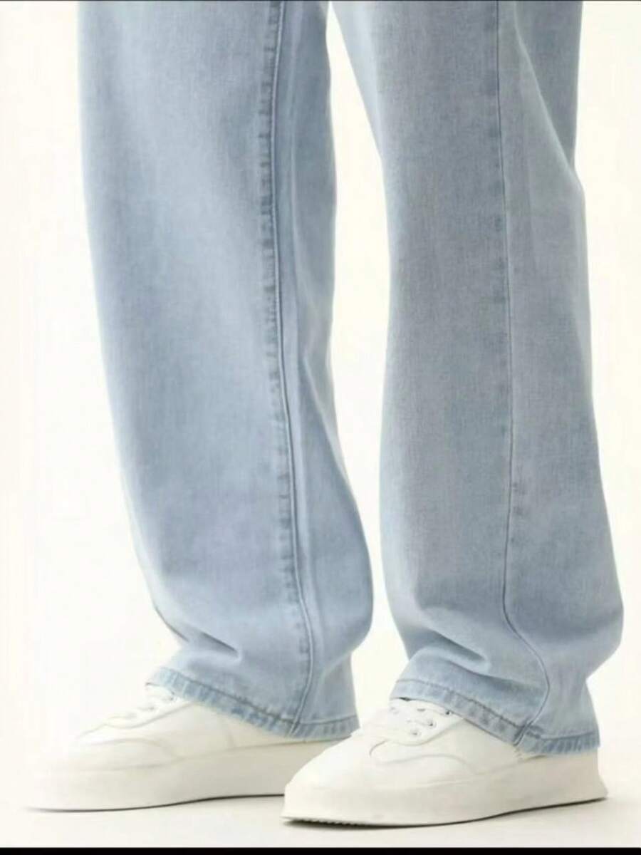 29 Calça Denim Preta Casual de Perna Larga e Solta com Bolsos Estilo Urbano para Homens, Adequada como Presente para Marido, Namorado