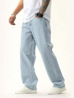 29 Calça Denim Preta Casual de Perna Larga e Solta com Bolsos Estilo Urbano para Homens, Adequada como Presente para Marido, Namorado
