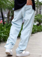 29 Calça Denim Preta Casual de Perna Larga e Solta com Bolsos Estilo Urbano para Homens, Adequada como Presente para Marido, Namorado